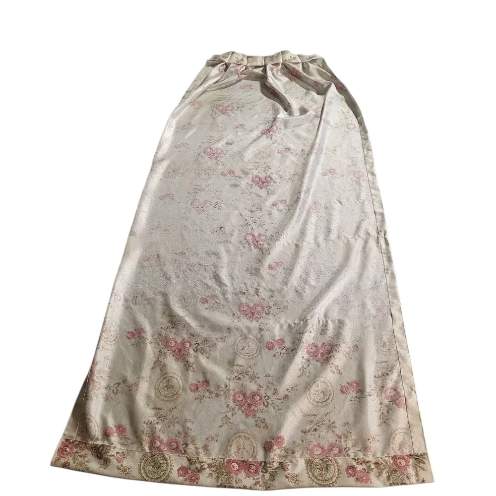 Vintage Floral Rose Satin Curtain Panel - Cottagecore Decor birdhouse
